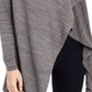 NY Collection Women's Space Dye Asymmetrical Sweater Gray Size Petite Medium