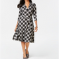 Charter Club Women's Plaid V Neck Dress Black Size XX-Large