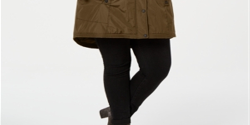 Madden Girl Junior's Hooded Faux Fur Trim Parka Olive  Size M