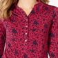 Charter Club Women's 3/4 Sleeve Printed Polo Top Pink Size Medium