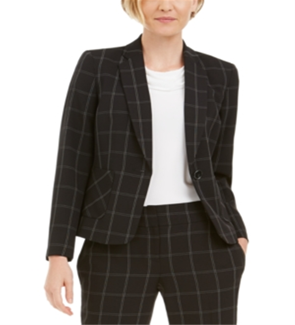 Kasper Women's Striped Blazer Jacket Black Size 4 Petite