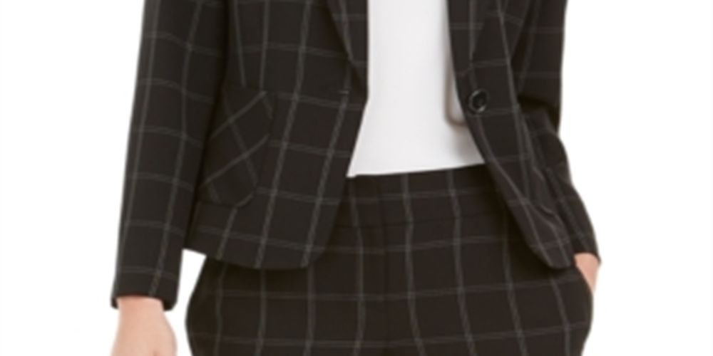 Kasper Women's Striped Blazer Jacket Black Size 4 Petite