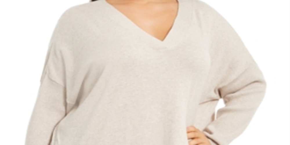 Style & Co Women's V Neck Sweater Brown Size 0X