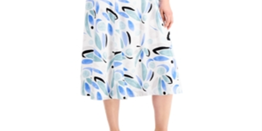 Alfani Women's Printed Fit & Flare Dress Blue Size 10 Petite