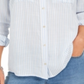 Charter Club Women's Striped Textured Button Down Top Blue Size XX-Large