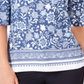 Charter Club Women's Petite Printed Bell Sleeve Top Blue Size Petite Large