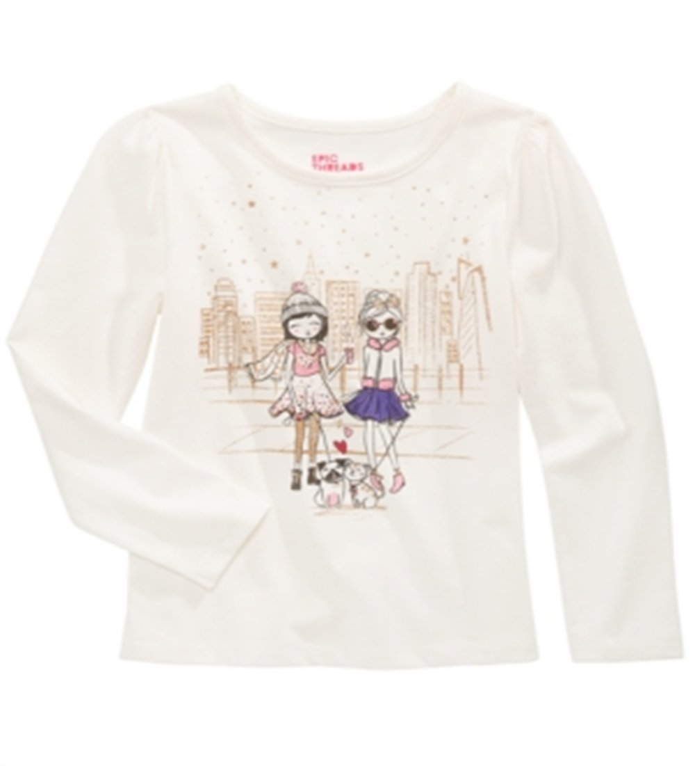 Epic Threads Little Girl's City Friends Glitter T-Shirt White Size 5