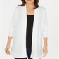 Karen Scott Women's Open Front Long Sleeve Cardigan White Size X-Small