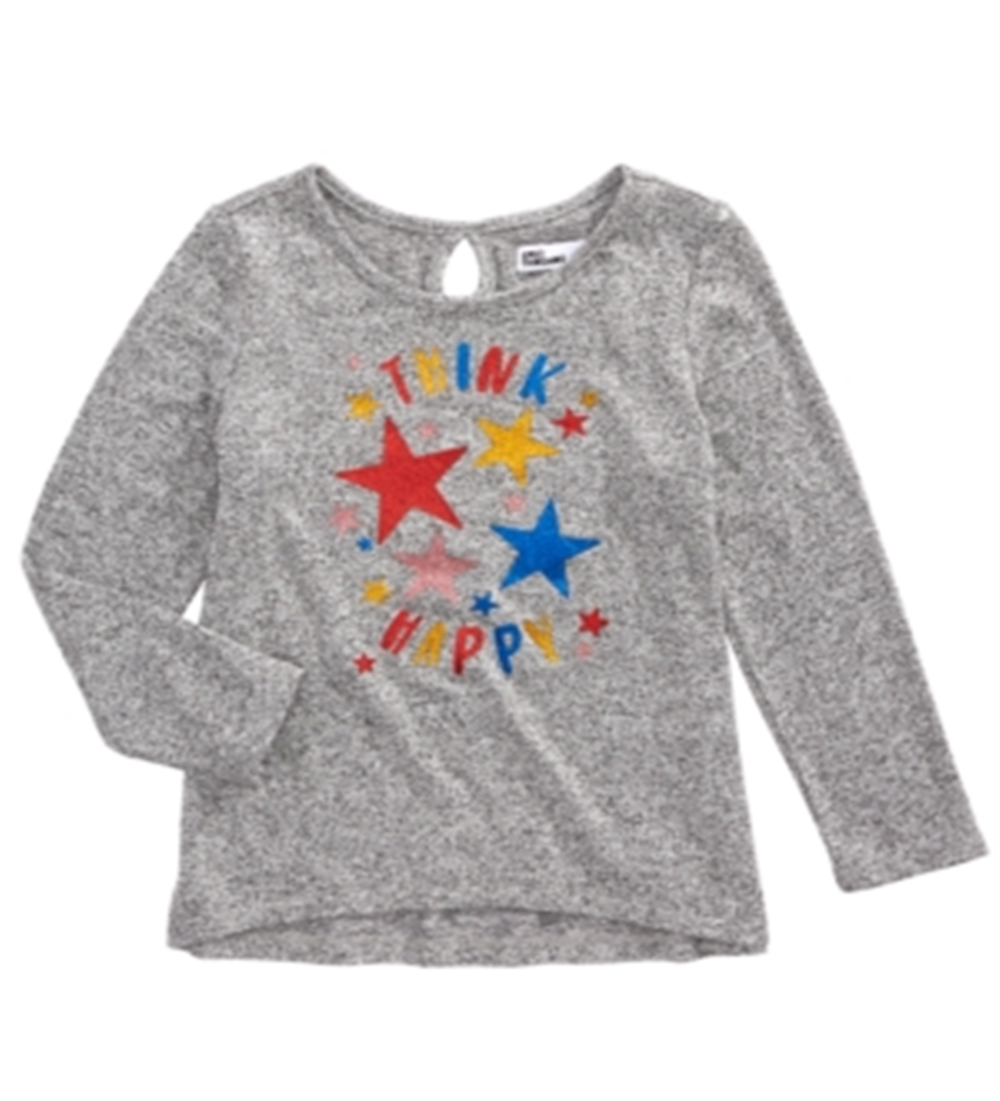Epic Threads Toddler Girl's Happy Thoughts T-Shirt Gray Size 4T