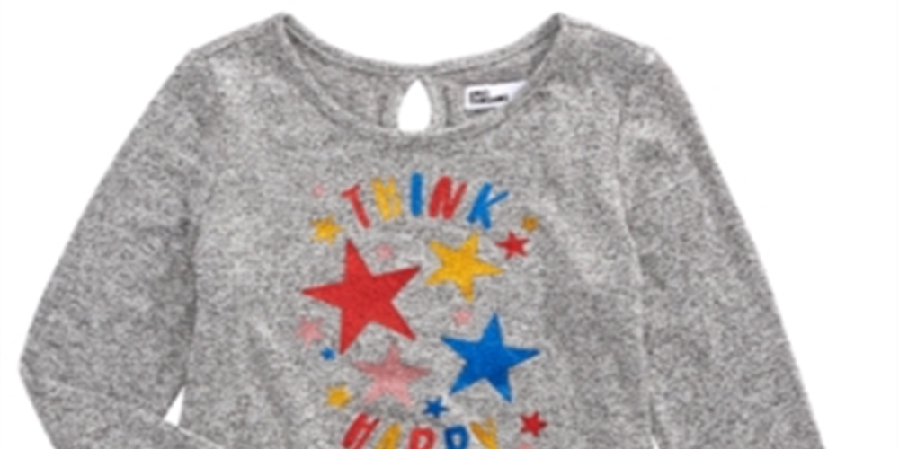 Epic Threads Toddler Girl's Happy Thoughts T-Shirt Gray Size 4T