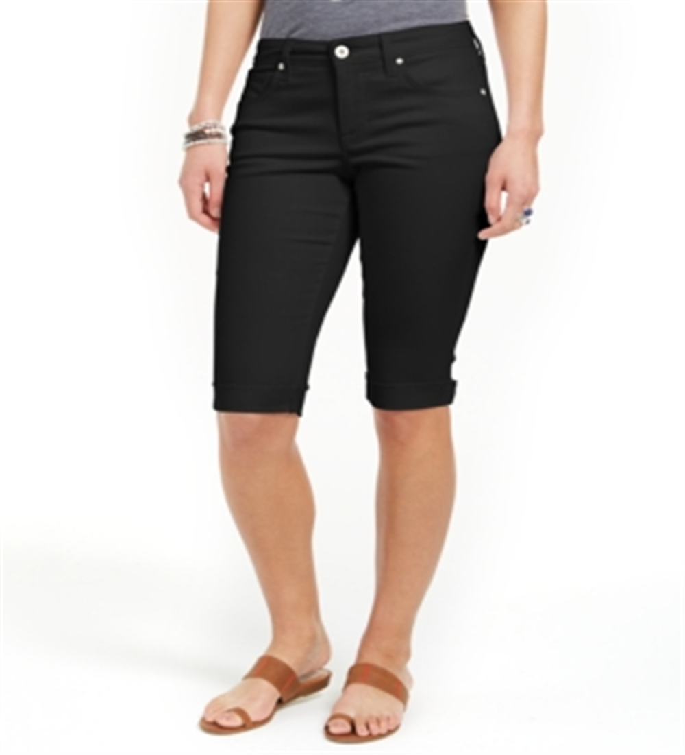 Style & Co Women's Cuffed Skimmer Denim Shorts -Black Size 4