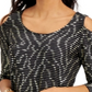 JM Collection Women's Striped Cold Shoulder Top Black Size Medium