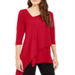 Alfani Women's Asymmetrical Envelope Hem Top Red Size Petite L