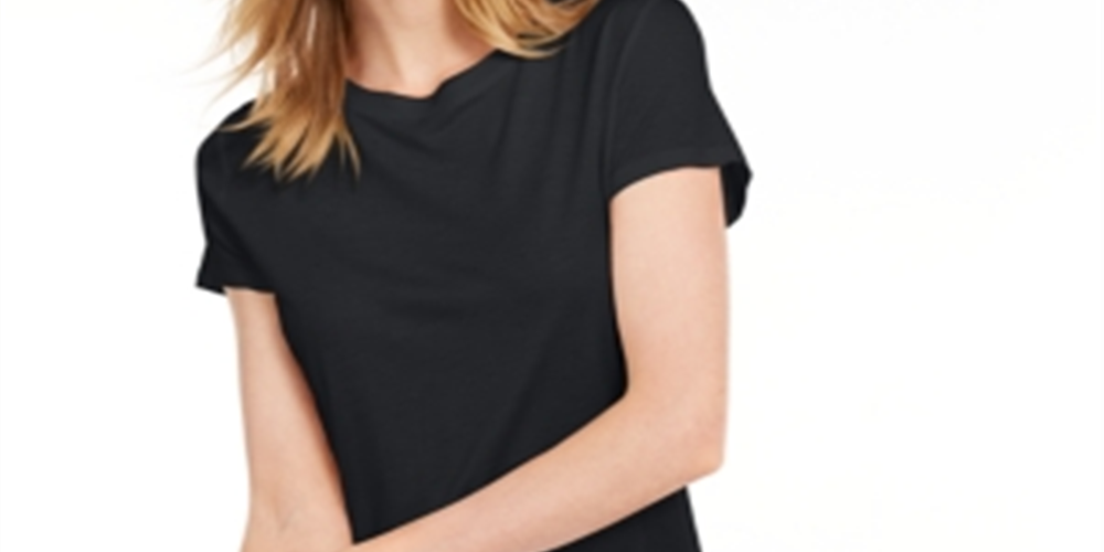 Maison Jules Women's Tie Back Solid T-Shirt Black Size Small