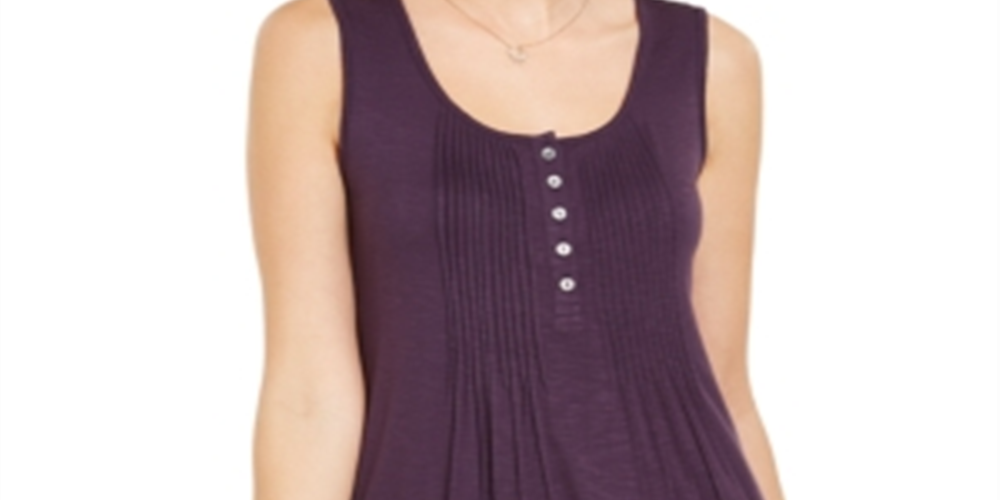 Style & Co Women's Button Front Tank Top Purple Size X-Large
