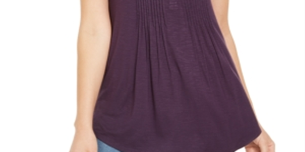 Style & Co Women's Button Front Tank Top Purple Size X-Large
