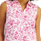 Charter Club Women's Toile Print Sleeveless Shirt Pink Size 12