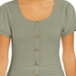 Pink Rose Junior's Ribbed Puff Sleeve Top Green Size Medium