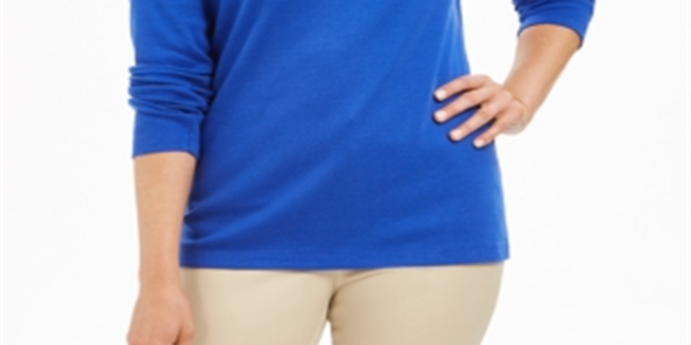 Karen Scott Women's Glitter Snowflake Cotton Top Blue Size X-Large