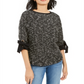 Charter Club Women's 3/4 Sleeve Bow Trim Top Black Size X-Large