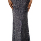 Betsy Adam Women's Sequined Sleeveless Halter Full Length Body Con Evening Dress Gray Size 4