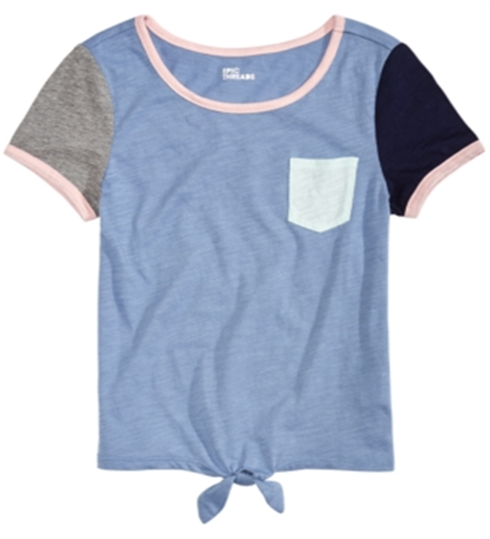 Epic Threads Big Girl's Colorblocked Tie Front T-Shirt Blue Size X-Large