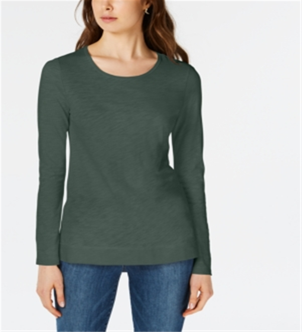 Maison Jules Women's High Low T-Shirt Green Size Small