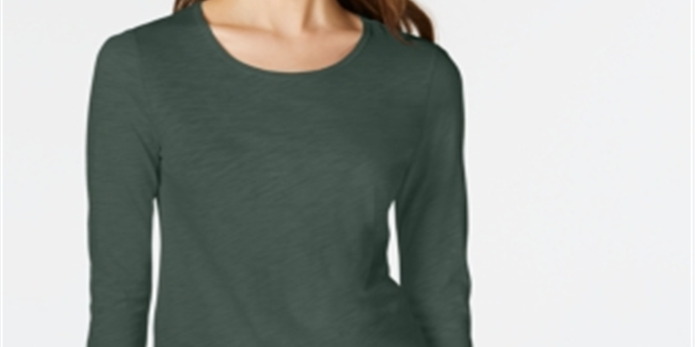 Maison Jules Women's High Low T-Shirt Green Size Small