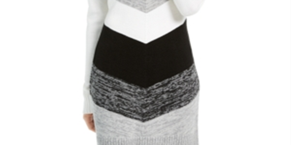 Bcx Women's Color Block Long Sleeve Cowl Neck Above the Knee Sheath Dress Black Size Medium