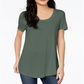 Maison Jules Women's Scoop Neck T-Shirt Green Size Large