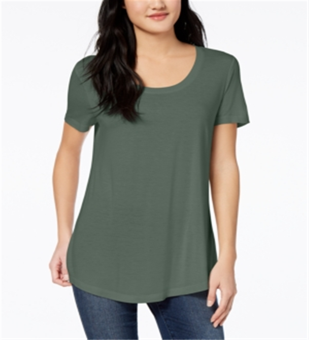Maison Jules Women's Scoop Neck T-Shirt Green Size Large