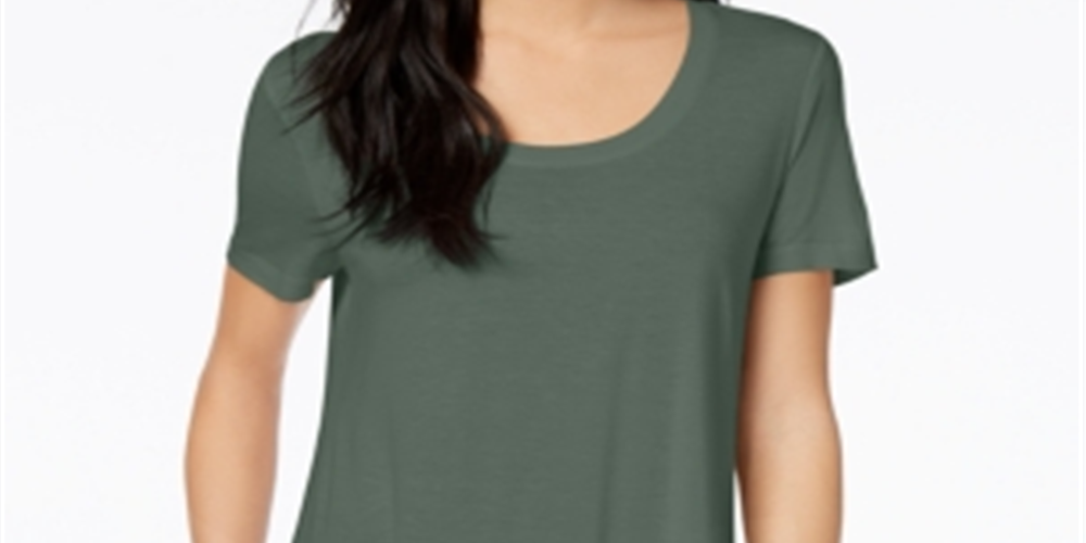 Maison Jules Women's Scoop Neck T-Shirt Green Size Large