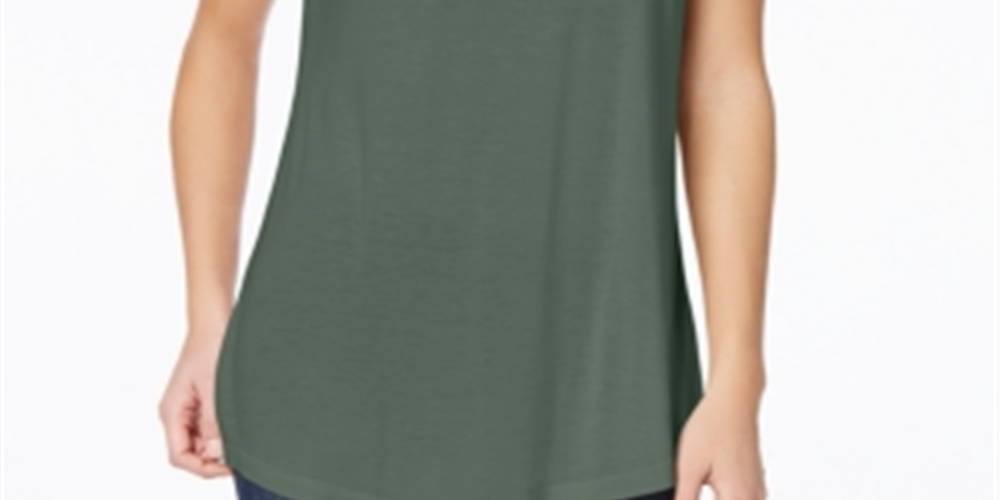 Maison Jules Women's Scoop Neck T-Shirt Green Size Large