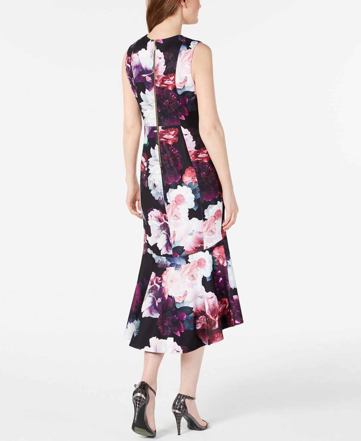 Calvin Klein Women's Floral High Low Dress -Purple Size 8