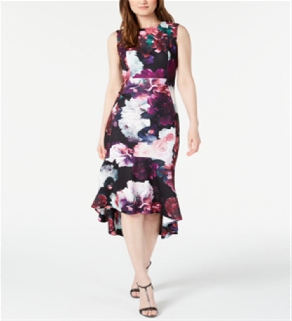 Calvin Klein Women's Floral High Low Dress -Purple Size 8