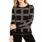 Charter Club Women's Patterned Long Sleeve Blouse Black Size Medium