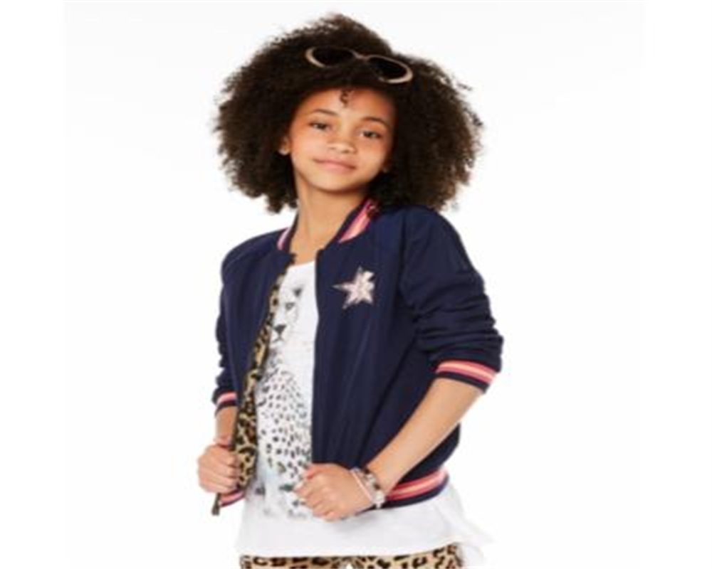 Epic Threads Big Girl's Reversible Bomber Jacket Blue Size Medium