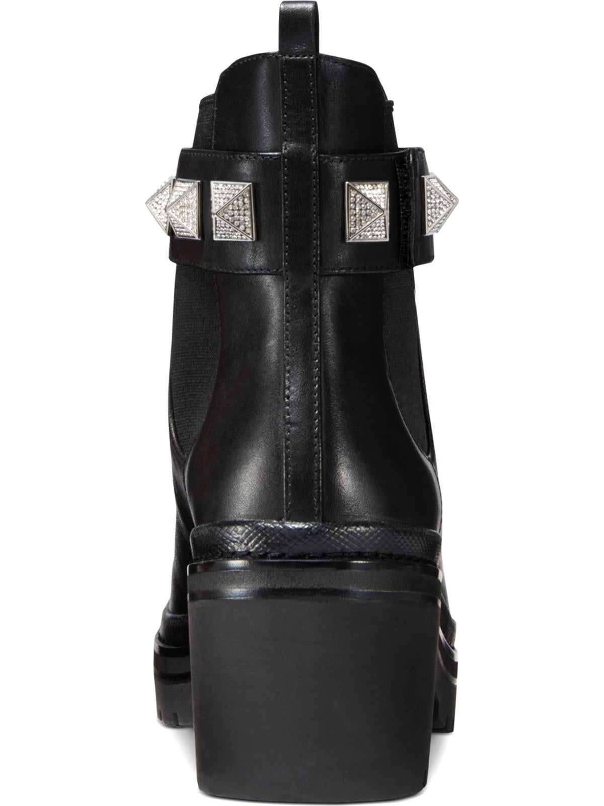 Michael Kors Women's Glenn Leather Lug Sole Ankle Boots Black Size 5M