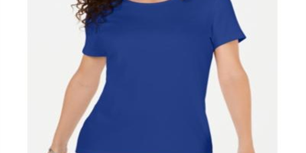 Karen Scott Women's Solid T-Shirt Blue Size XX-Large