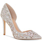 INC Womens Silver D Orsay Rhinestone Cushioned Studded Kenjay Pointed Toe Stiletto Slip on Dress Pumps Silver Size 8.5 M