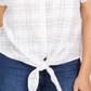 Charter Club Women's Windowpane Print Tie Waist Top White Size Small