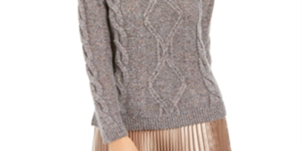 Charter Club Women's Cable Knit Sweater Gray Size Petite S