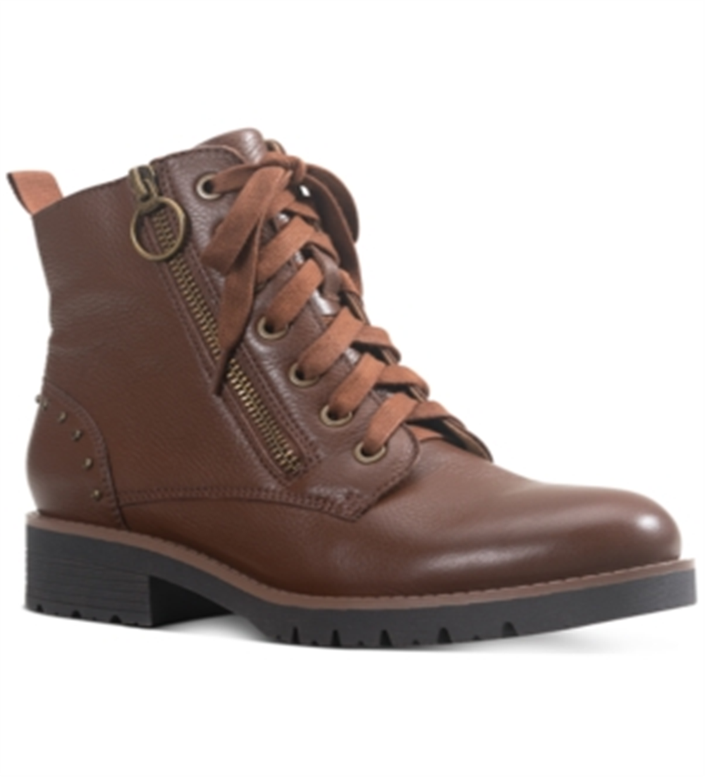 American Rag Women's Tatum Leather Studded Combat Boots Brown Size 8 M