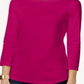 Charter Club Women's Pima Cotton Boat Neck Button Shoulder Top Pink Size Medium