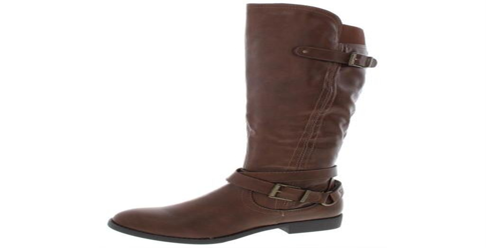 Style & Co Women's Mayy Faux Leather Buckle Knee High Boots Brown Size 6.5 M