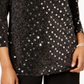 MSK Women's Sequined Metallic Tulip Back Top Gray Size Large