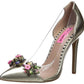 Betsey Johnson Women's Jane Fabric Pointed Toe Special Occasion Slide Sandals Yellow Size 7.5