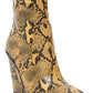 Steve Madden Womens Rarely Snake Print Western Ankle Boots Yellow Size 6 M