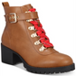 Material Girl Women's Round Toe Block Heel Zip up Booties Brown Size 7 M