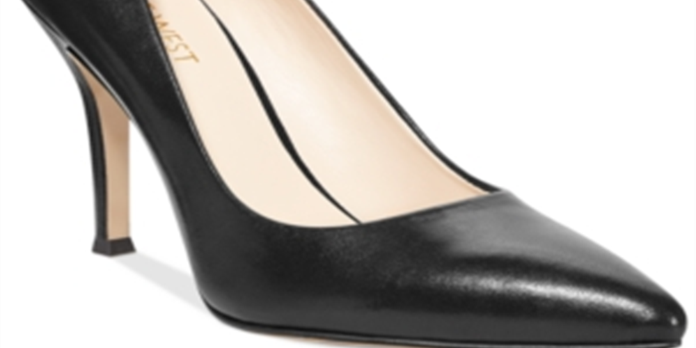 NINE WEST Womens Cushioned Pointed Toe Stiletto Slip-on Leather Dress Heels Black Size 8 M